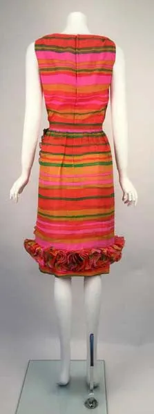 1960s Bill Blass Multicolored Chiffon Striped day Dress