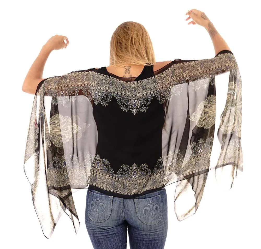 Addison Handkerchief Poncho Top Sheer Flowy Blouse