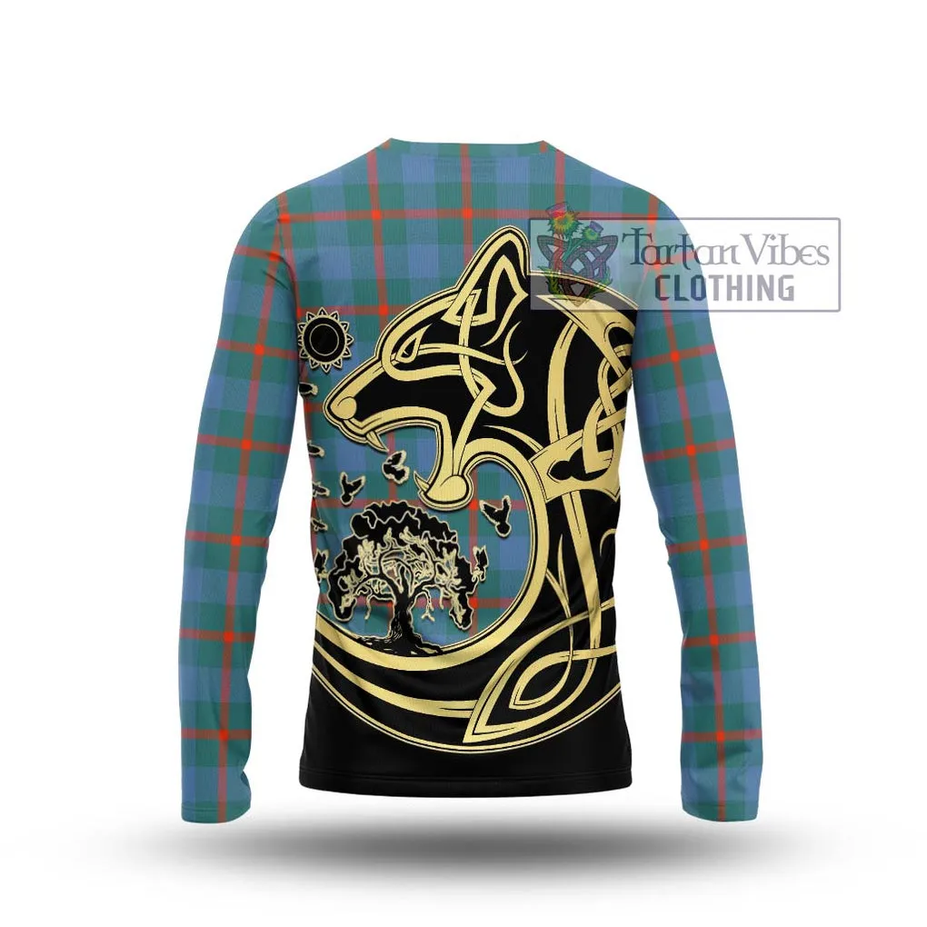 Agnew Ancient Tartan Long Sleeve T-Shirt with Family Crest Celtic Wolf Style