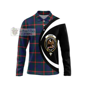 Agnew Tartan Long Sleeve Polo Shirt with Family Crest Circle Style