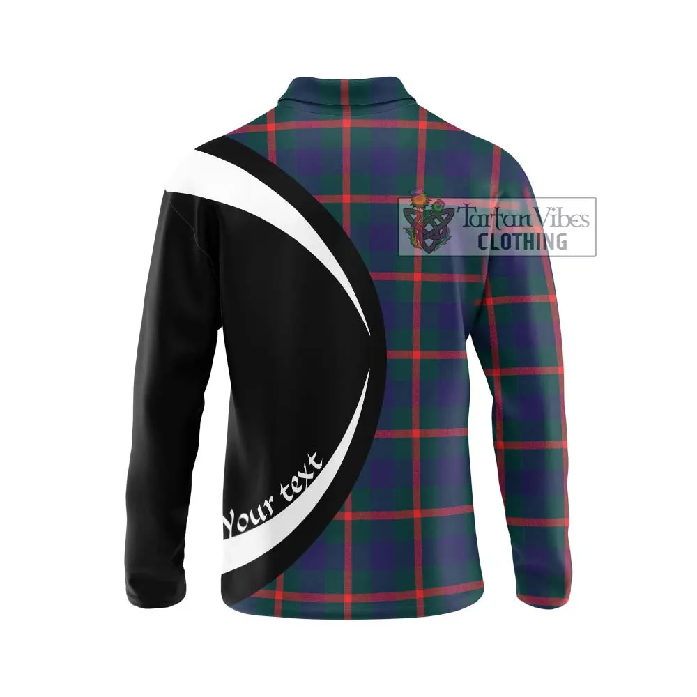 Agnew Tartan Long Sleeve Polo Shirt with Family Crest Circle Style