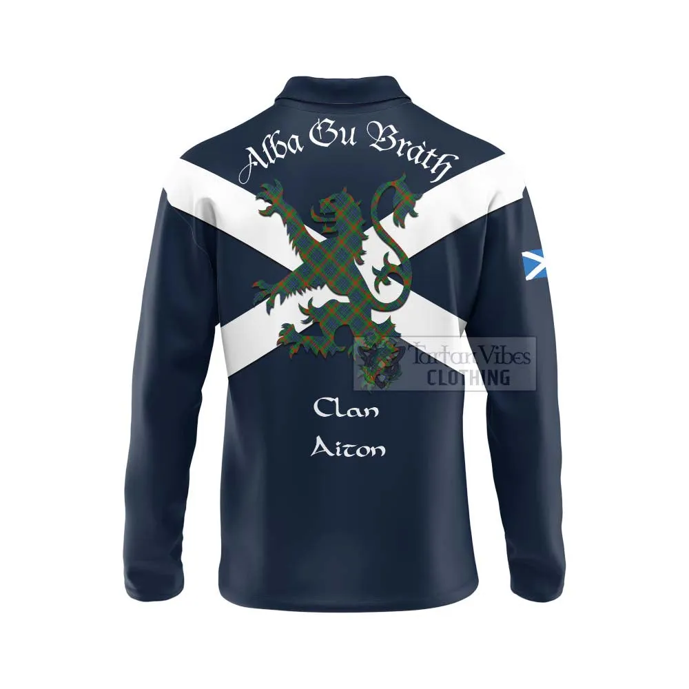 Aiton Tartan Lion Rampant Long Sleeve Polo Shirt  Proudly Display Your Heritage with Alba Gu Brath and Clan Name