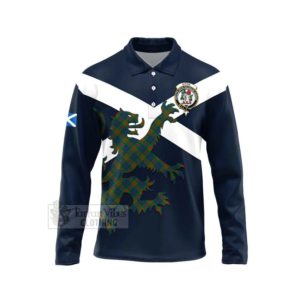 Aiton Tartan Lion Rampant Long Sleeve Polo Shirt  Proudly Display Your Heritage with Alba Gu Brath and Clan Name