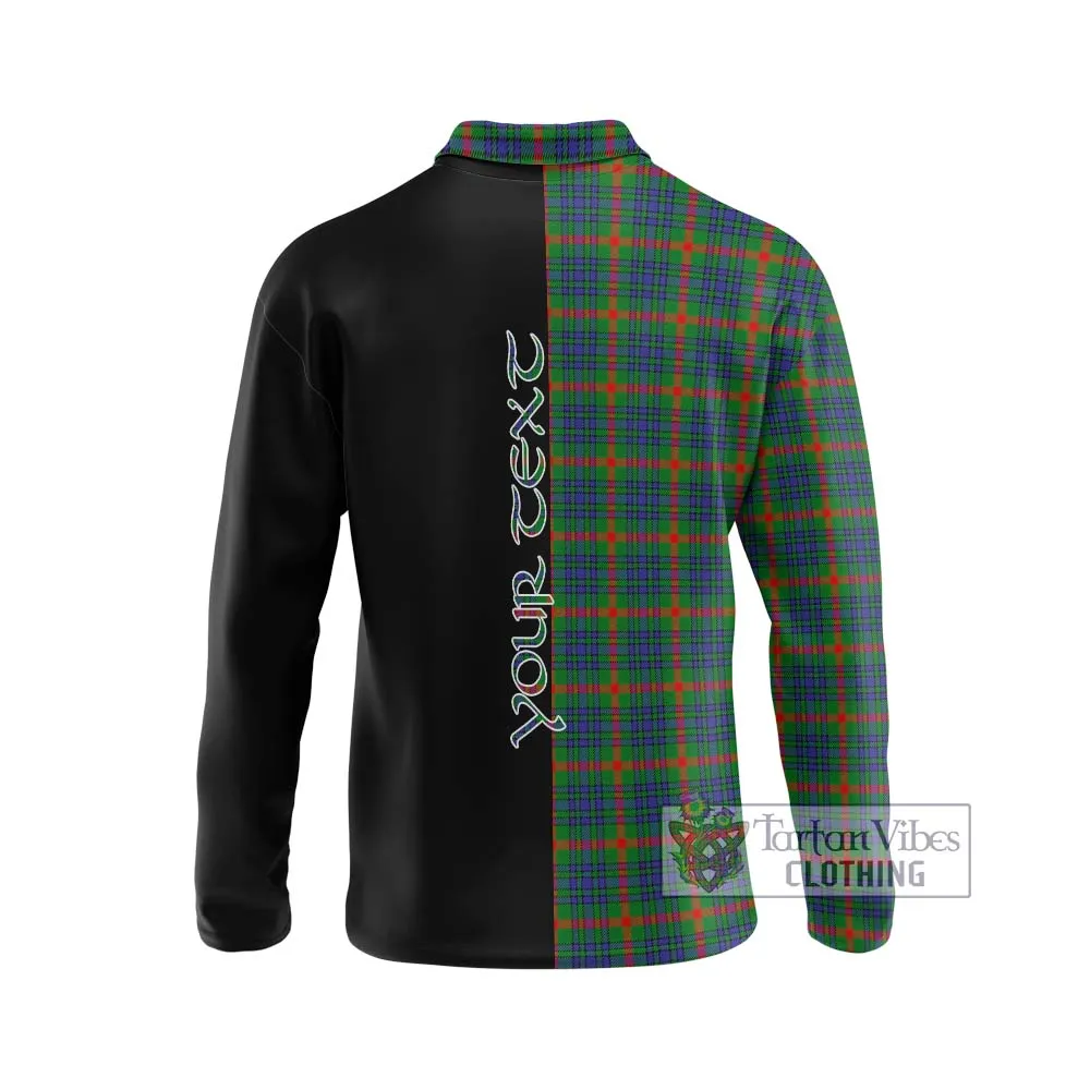 Aiton Tartan Long Sleeve Polo Shirt with Family Crest and Half Of Me Style