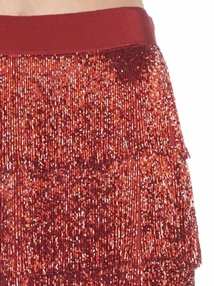 Alberta Ferretti Glitter Layered Skirt