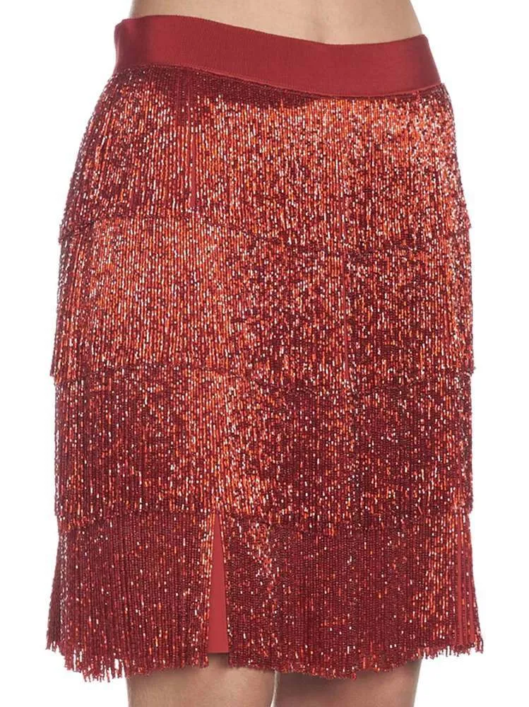 Alberta Ferretti Glitter Layered Skirt