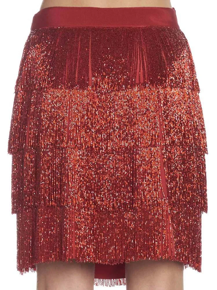 Alberta Ferretti Glitter Layered Skirt