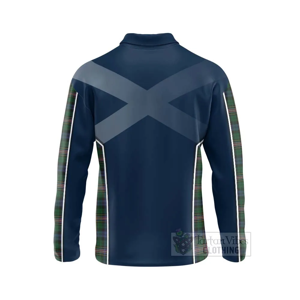 Allison Tartan Long Sleeve Polo Shirt with Family Crest and Scottish Thistle Vibes Sport Style