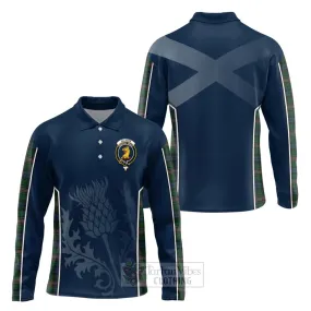 Allison Tartan Long Sleeve Polo Shirt with Family Crest and Scottish Thistle Vibes Sport Style