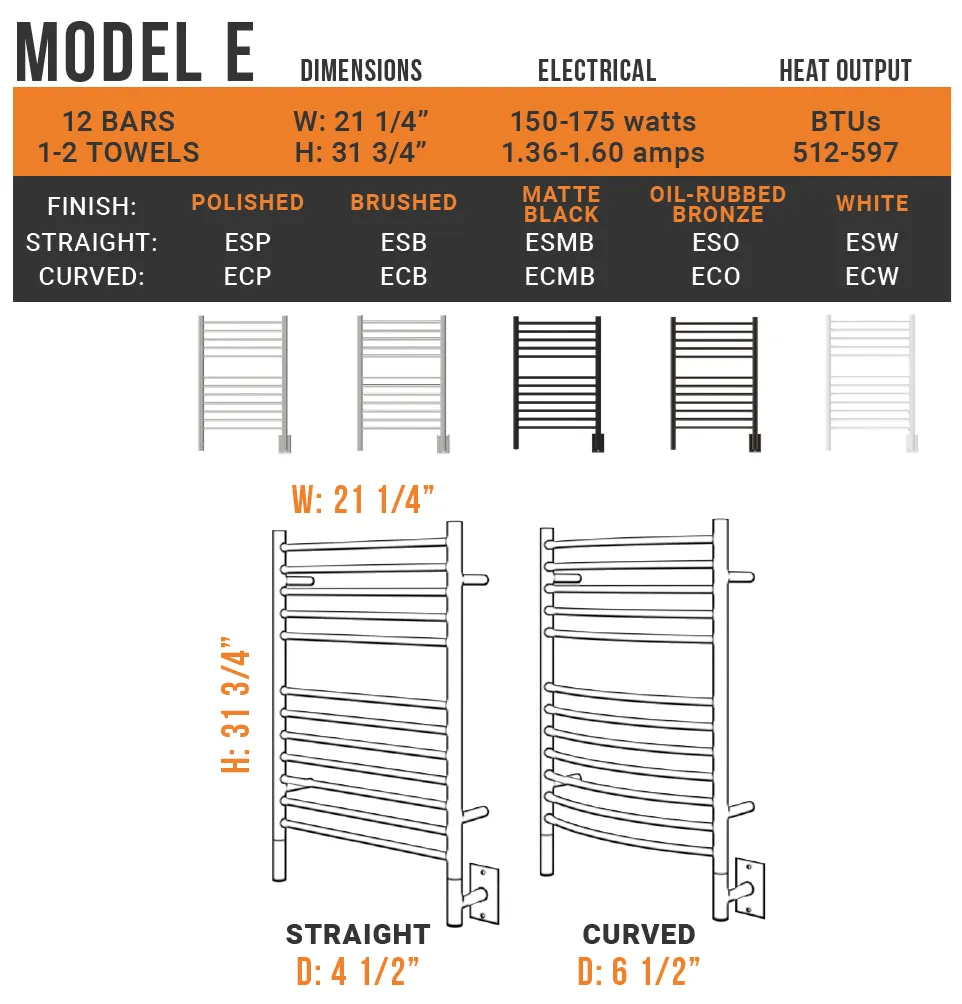 Amba - Jeeves Collection - Model E Straight Towel Warmer