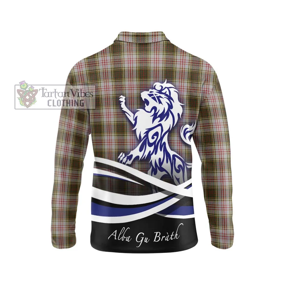 Anderson Dress Tartan Long Sleeve Polo Shirt with Alba Gu Brath Regal Lion Emblem