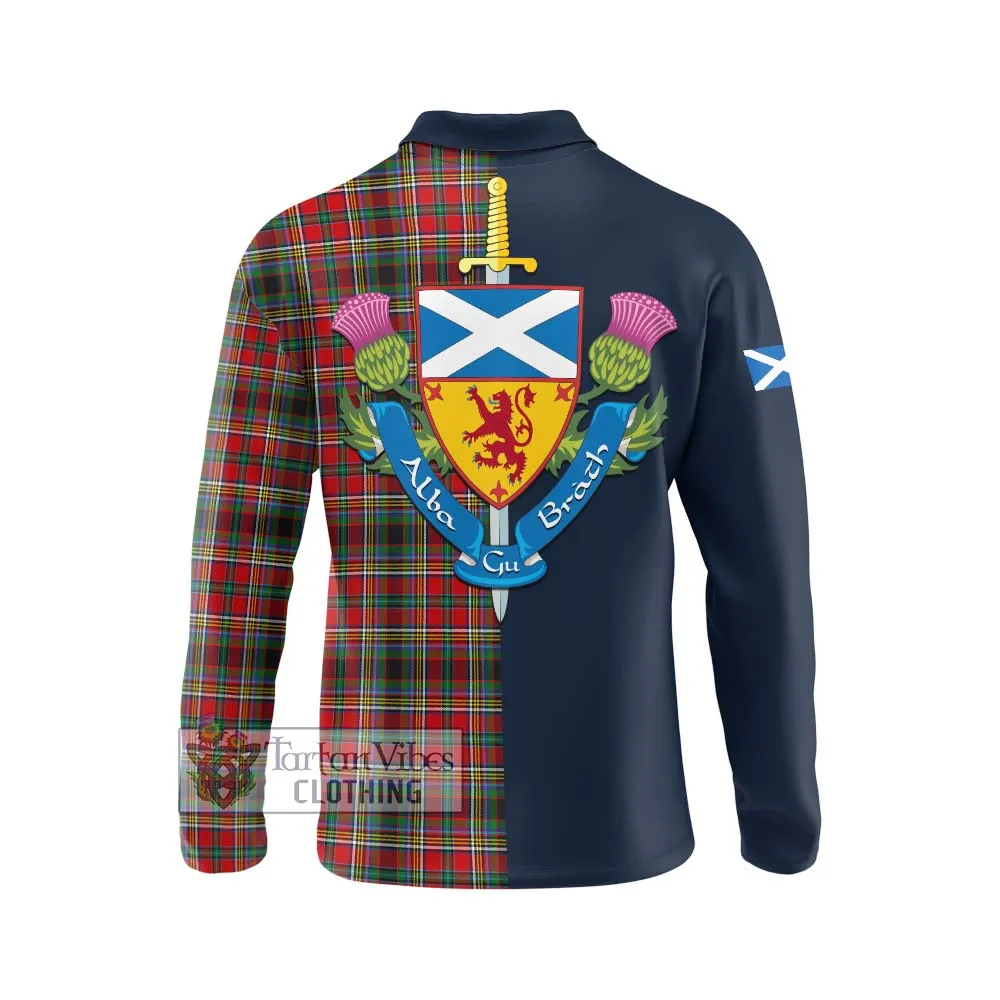 Anderson of Arbrake Tartan Long Sleeve Polo Shirt Alba with Scottish Lion Royal Arm Half Style