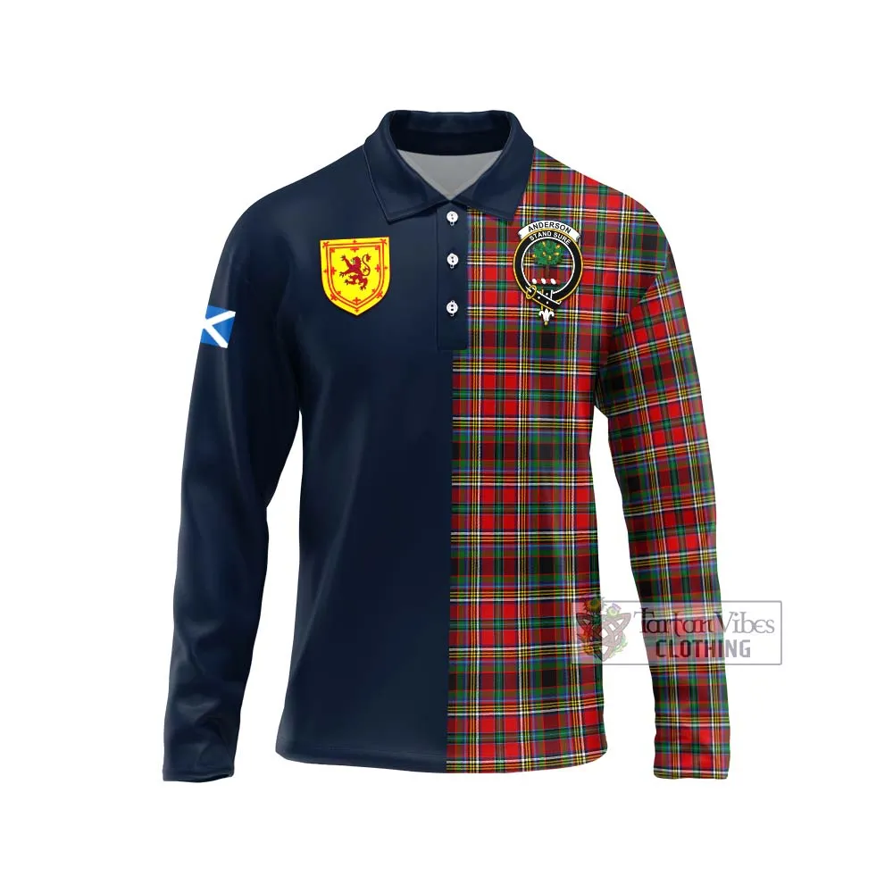 Anderson of Arbrake Tartan Long Sleeve Polo Shirt Alba with Scottish Lion Royal Arm Half Style