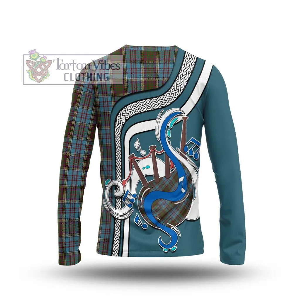 Anderson Tartan Long Sleeve T-Shirt with Epic Bagpipe Style