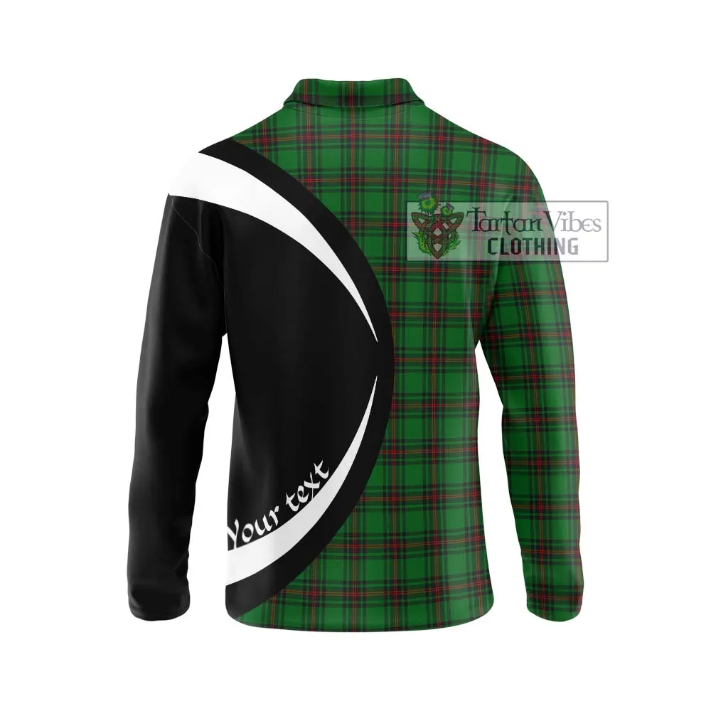 Anstruther Tartan Long Sleeve Polo Shirt with Family Crest Circle Style