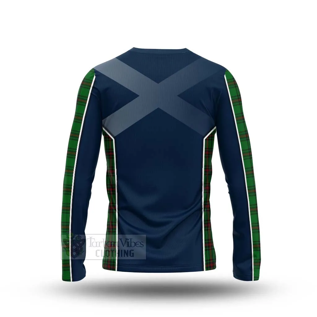 Anstruther Tartan Long Sleeve T-Shirt with Family Crest and Scottish Thistle Vibes Sport Style