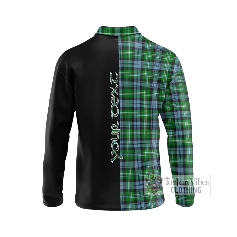 Arbuthnot Ancient Tartan Long Sleeve Polo Shirt with Family Crest and Half Of Me Style