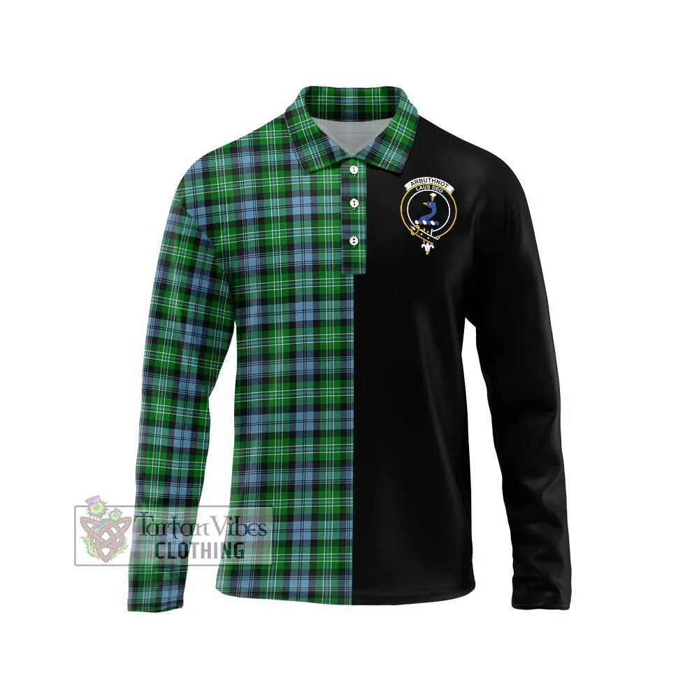 Arbuthnot Ancient Tartan Long Sleeve Polo Shirt with Family Crest and Half Of Me Style