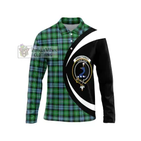 Arbuthnot Ancient Tartan Long Sleeve Polo Shirt with Family Crest Circle Style