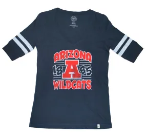 Arizona Wildcats 47 Brand Women Navy & Red Half Sleeve V-Neck T-Shirt (S)