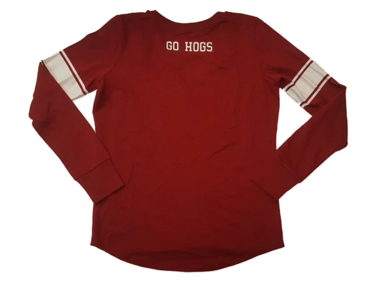 Arkansas Razorbacks GG WOMENS Maroon "Go Hogs' LS Scoop Neck T-Shirt (M)