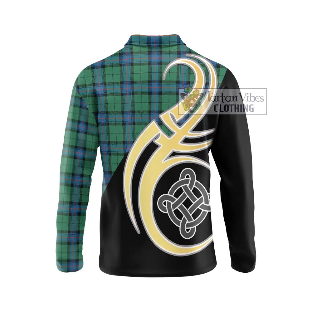 Armstrong Ancient Tartan Long Sleeve Polo Shirt with Family Crest and Celtic Symbol Style