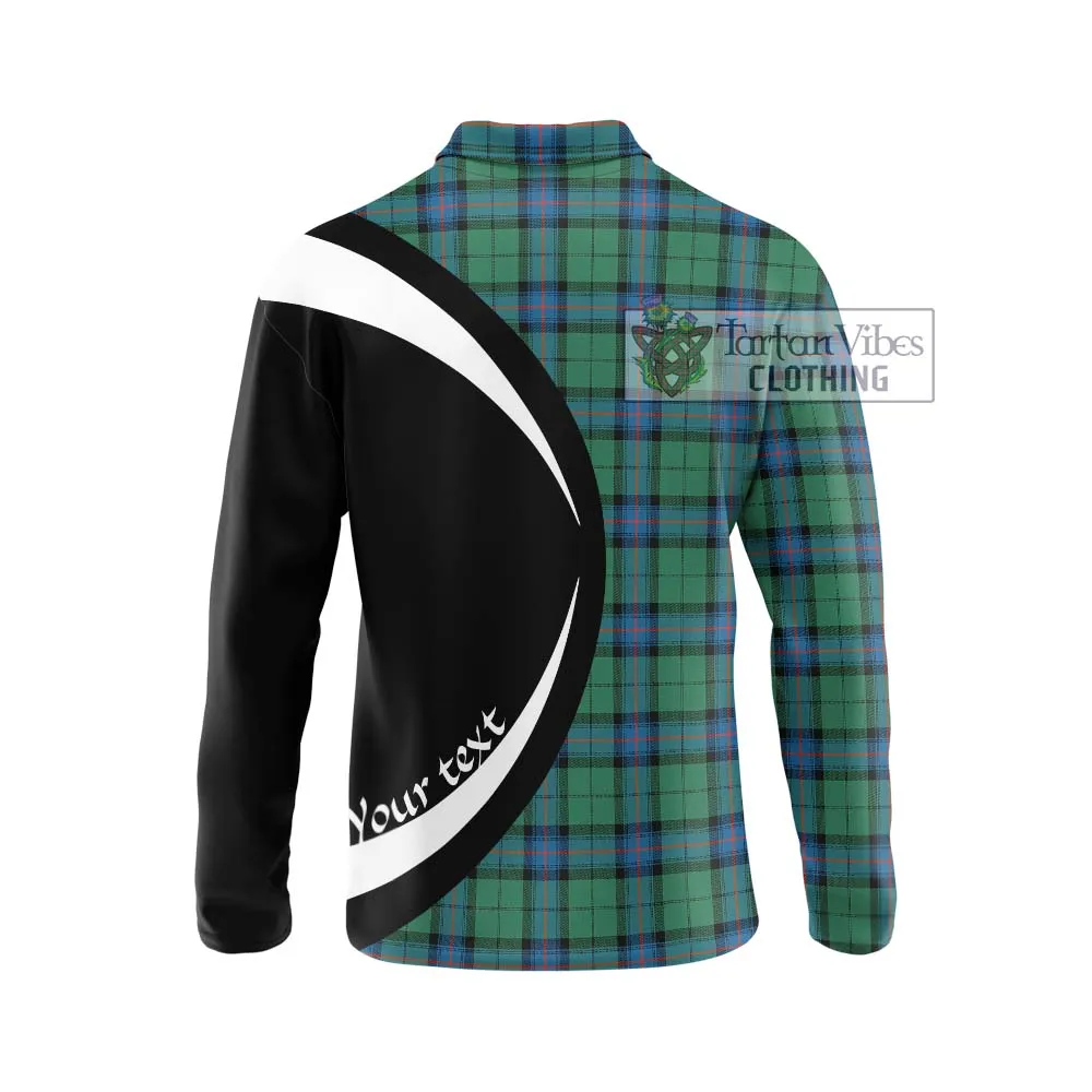 Armstrong Ancient Tartan Long Sleeve Polo Shirt with Family Crest Circle Style