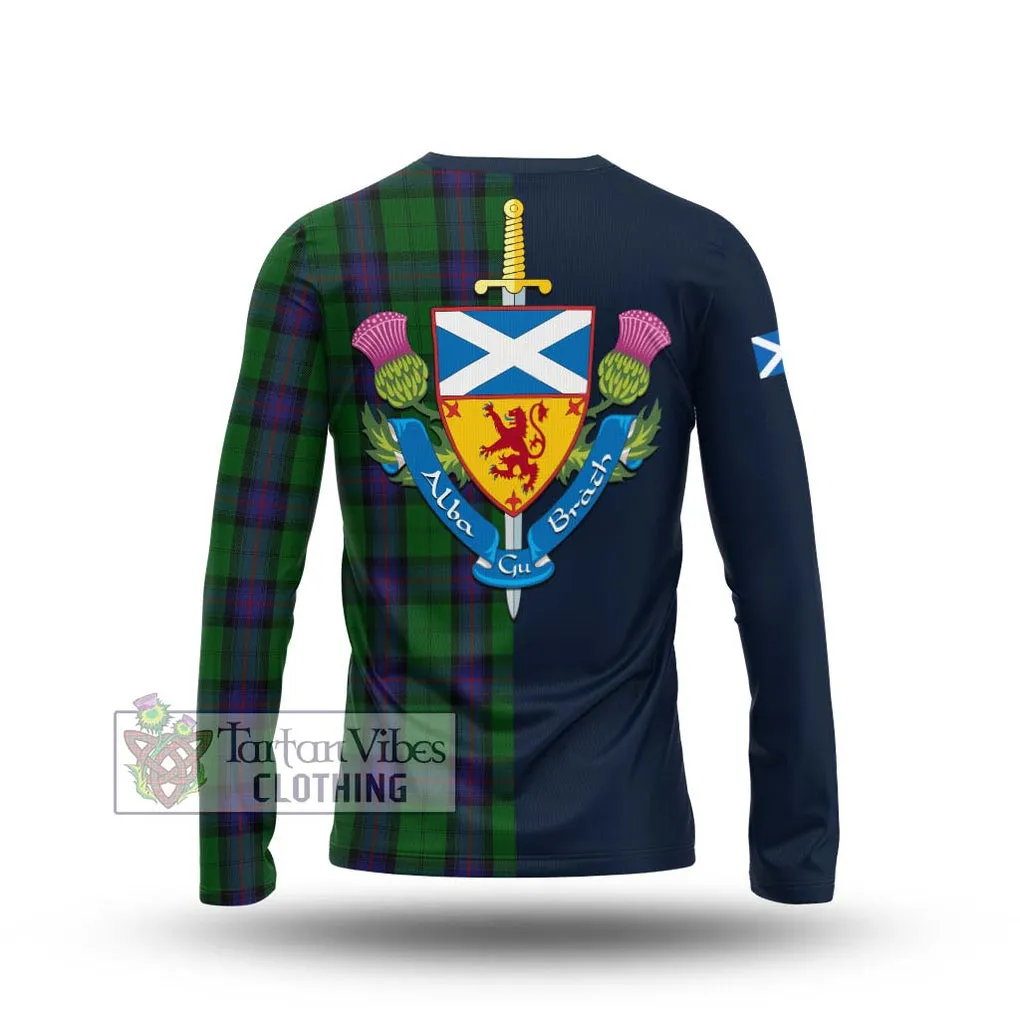 Armstrong Tartan Long Sleeve T-Shirt Alba with Scottish Lion Royal Arm Half Style