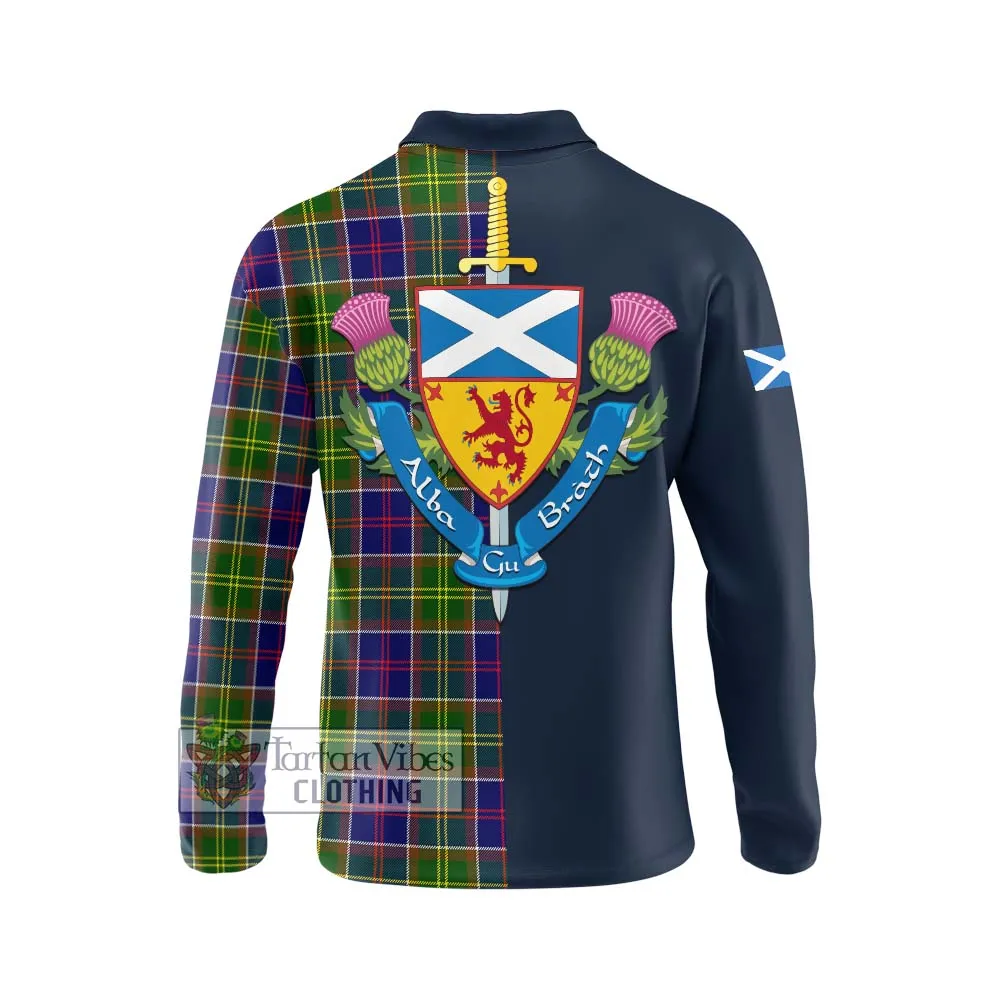 Arnott Tartan Long Sleeve Polo Shirt Alba with Scottish Lion Royal Arm Half Style