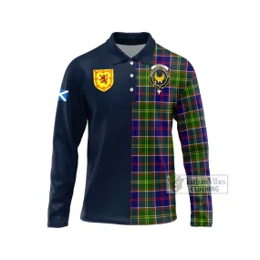 Arnott Tartan Long Sleeve Polo Shirt Alba with Scottish Lion Royal Arm Half Style