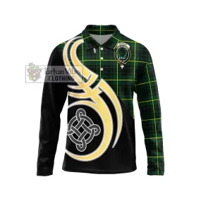 Arthur Modern Tartan Long Sleeve Polo Shirt with Family Crest and Celtic Symbol Style