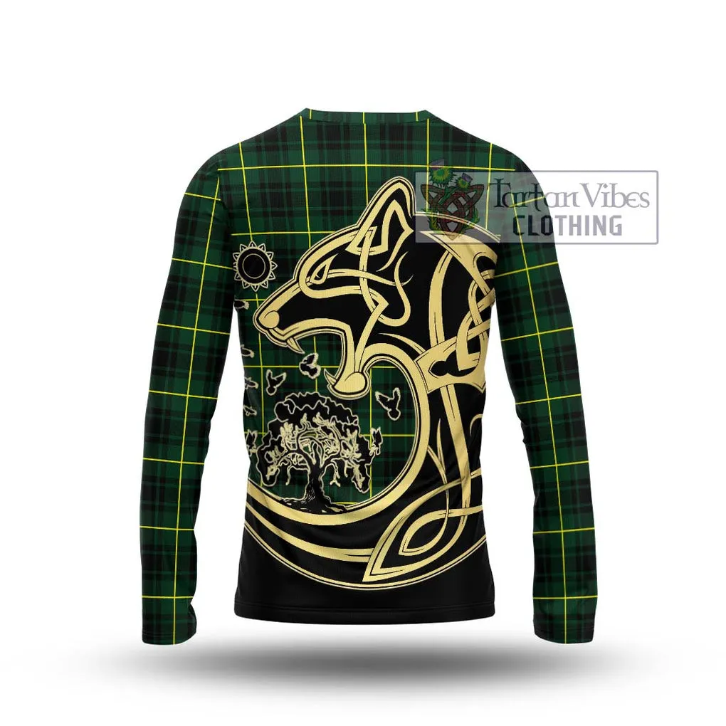 Arthur Modern Tartan Long Sleeve T-Shirt with Family Crest Celtic Wolf Style