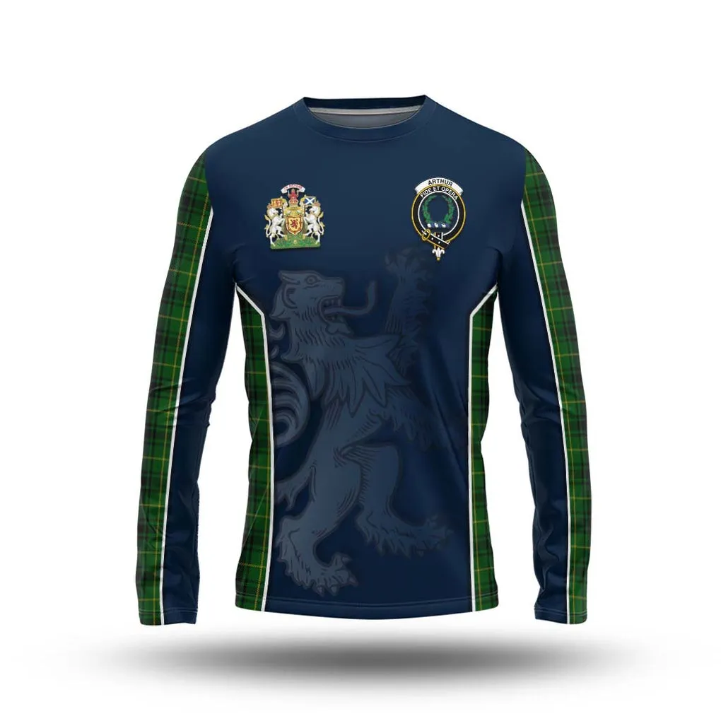 Arthur Tartan Long Sleeve T-Shirt with Family Crest and Lion Rampant Vibes Sport Style