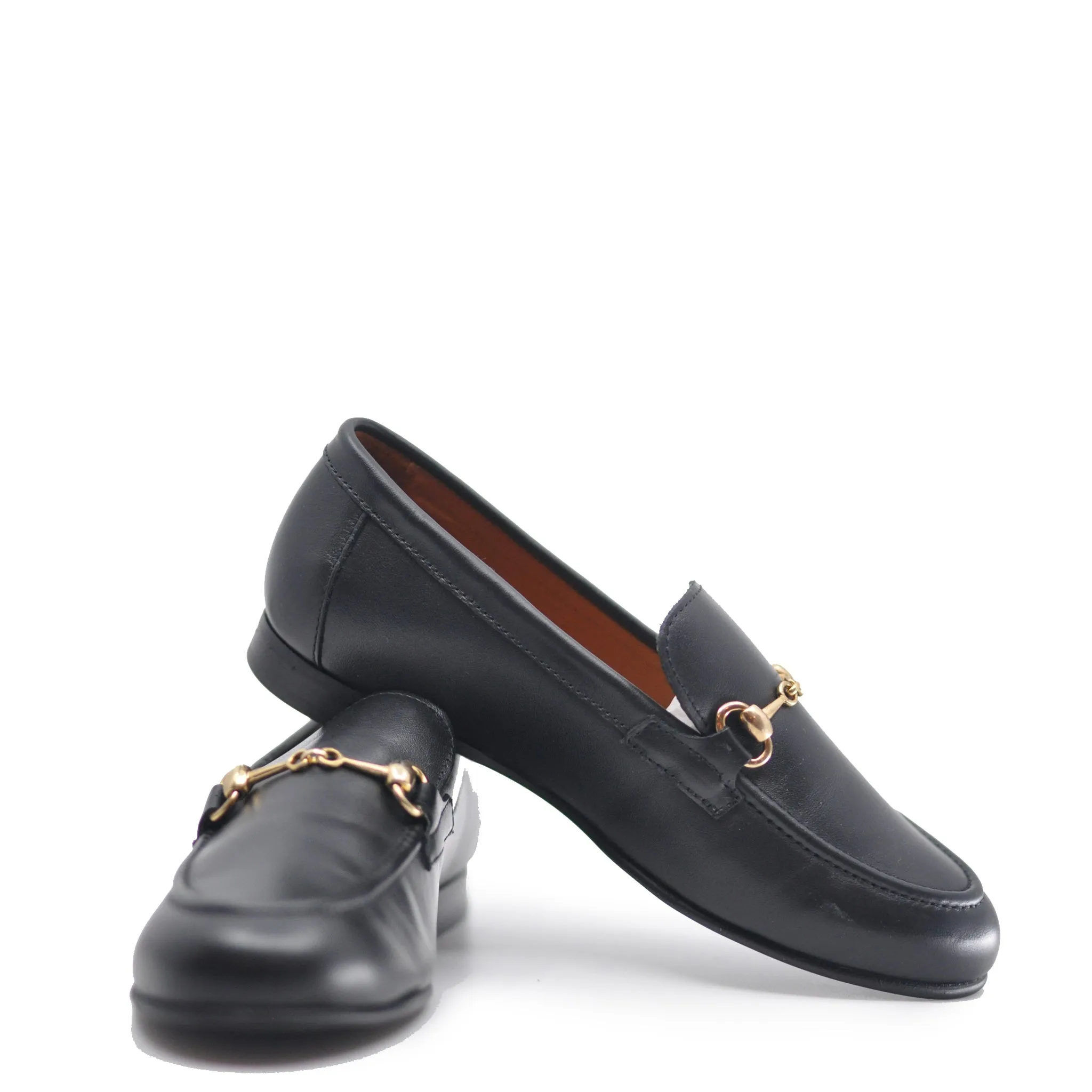 Atlanta Mocassin Black Leather Buckle Dress Shoe