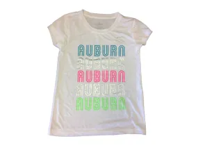 Auburn Tigers Colosseum GIRLS White Burnout Neon Logo SS Crew Neck T-Shirt (M)