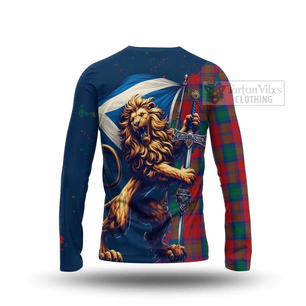 Auchinleck (Affleck) Tartan Family Crest Long Sleeve T-Shirt with Scottish Majestic Lion