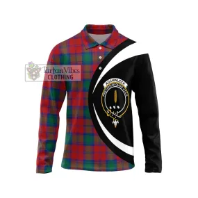 Auchinleck (Affleck) Tartan Long Sleeve Polo Shirt with Family Crest Circle Style