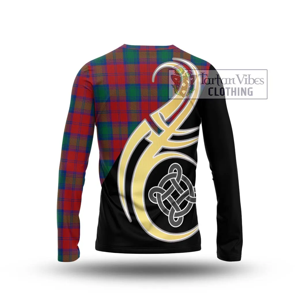 Auchinleck (Affleck) Tartan Long Sleeve T-Shirt with Family Crest and Celtic Symbol Style