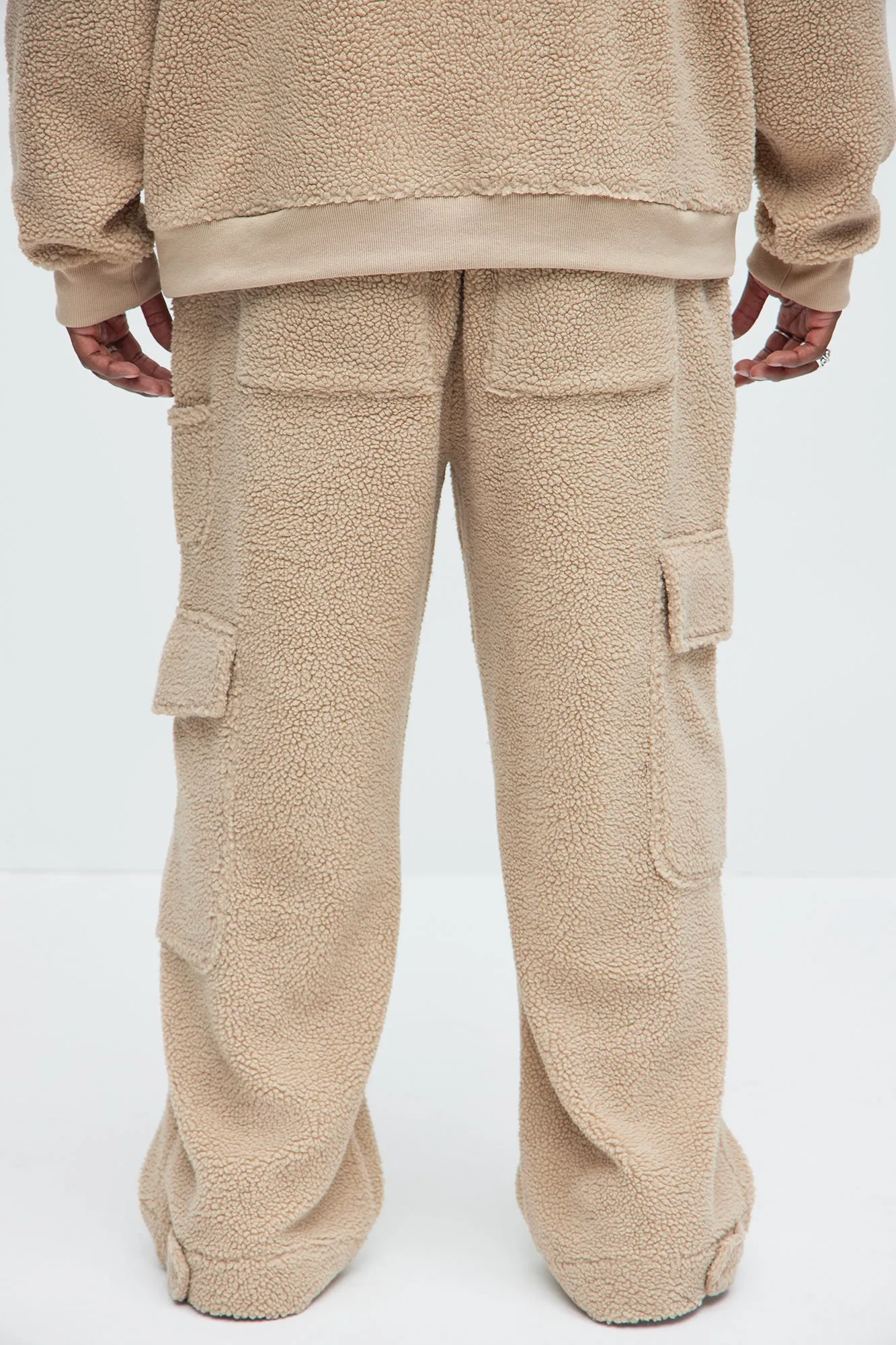 Axel Polar Fleece Baggy Cargo Pants - Tan