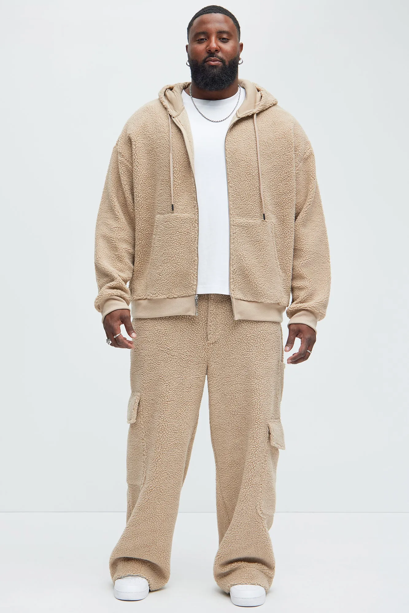 Axel Polar Fleece Baggy Cargo Pants - Tan