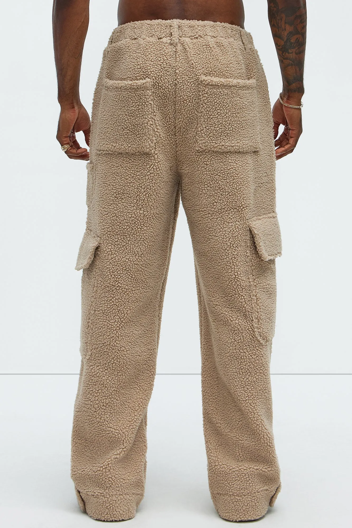 Axel Polar Fleece Baggy Cargo Pants - Tan