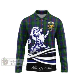 Bailey Tartan Long Sleeve Polo Shirt with Alba Gu Brath Regal Lion Emblem