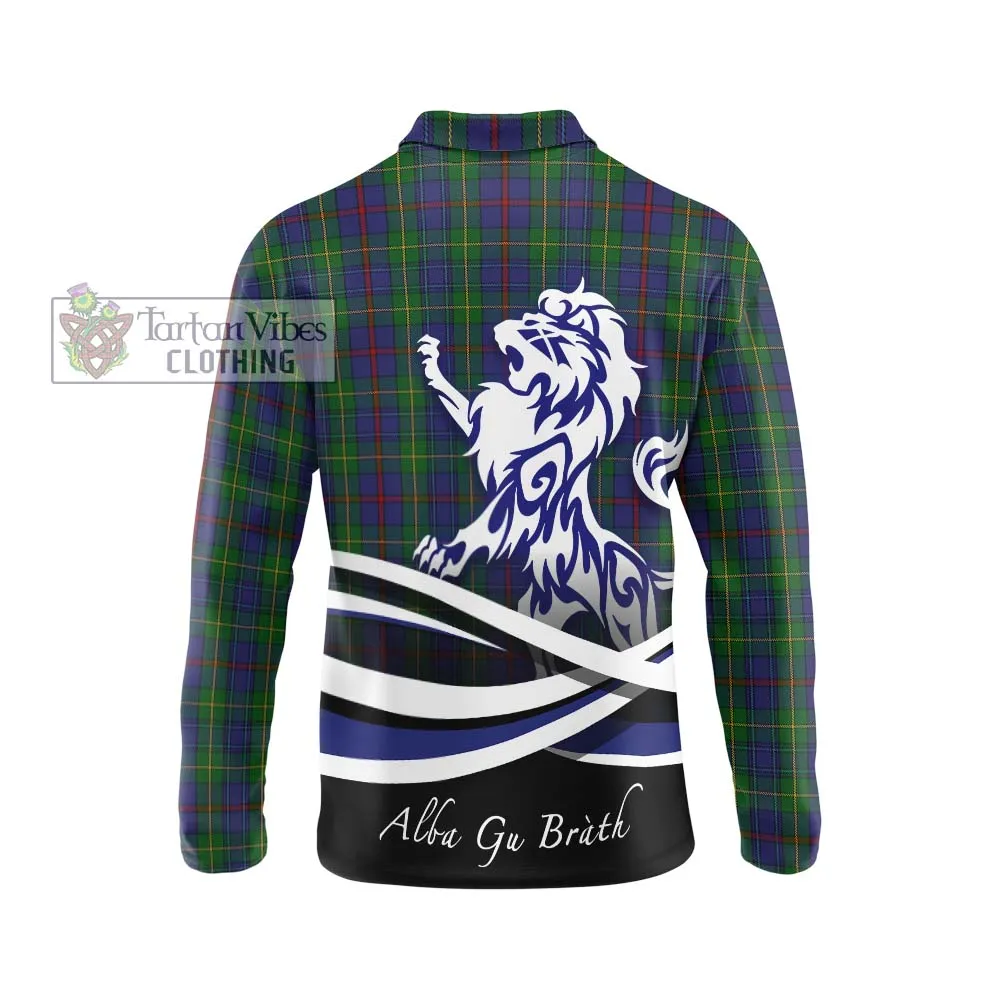 Bailey Tartan Long Sleeve Polo Shirt with Alba Gu Brath Regal Lion Emblem