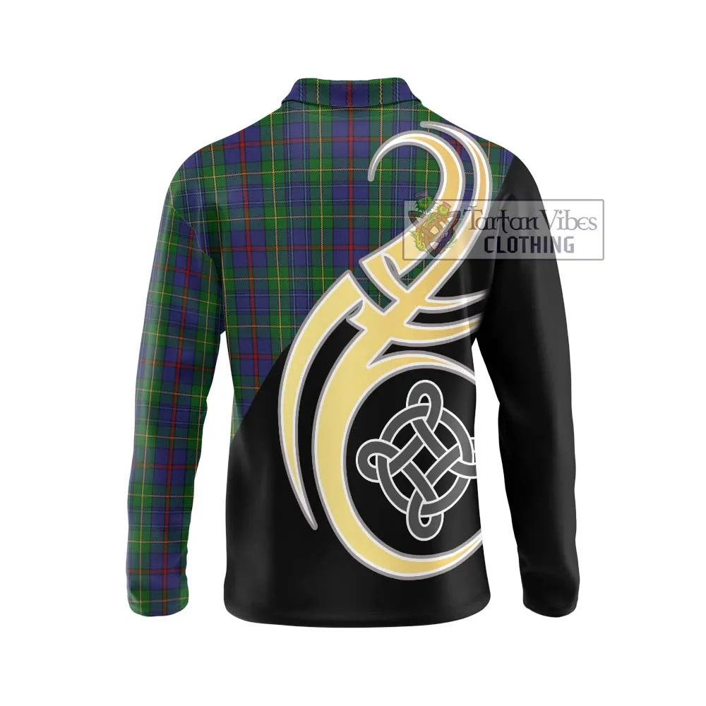 Bailey Tartan Long Sleeve Polo Shirt with Family Crest and Celtic Symbol Style