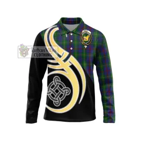 Bailey Tartan Long Sleeve Polo Shirt with Family Crest and Celtic Symbol Style