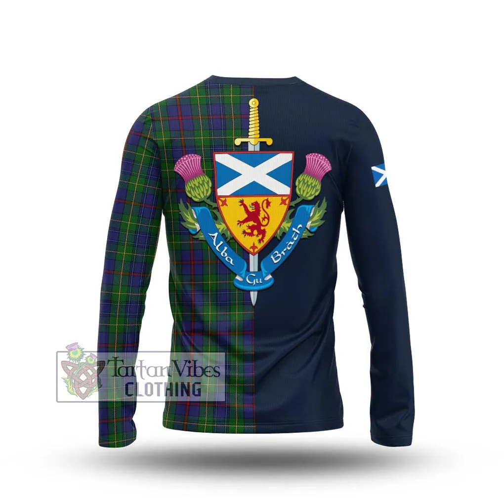 Bailey Tartan Long Sleeve T-Shirt Alba with Scottish Lion Royal Arm Half Style