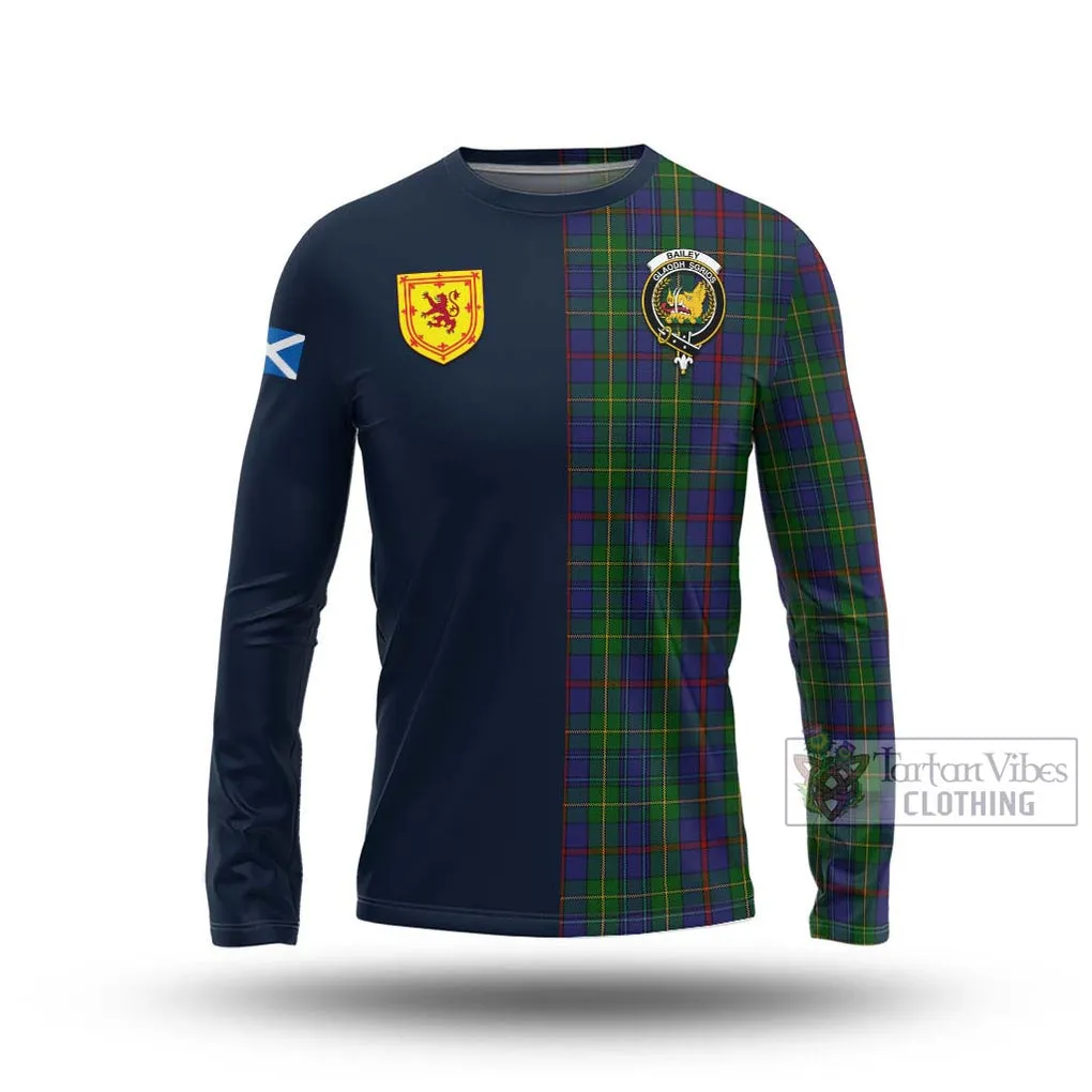 Bailey Tartan Long Sleeve T-Shirt Alba with Scottish Lion Royal Arm Half Style