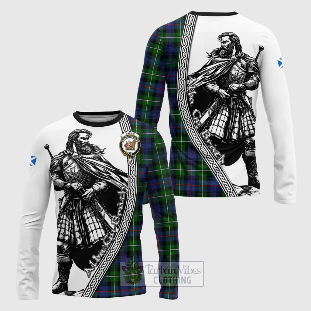 Baillie (Bailey) Tartan Clan Crest Long Sleeve T-Shirt with Highlander Warrior Celtic Style