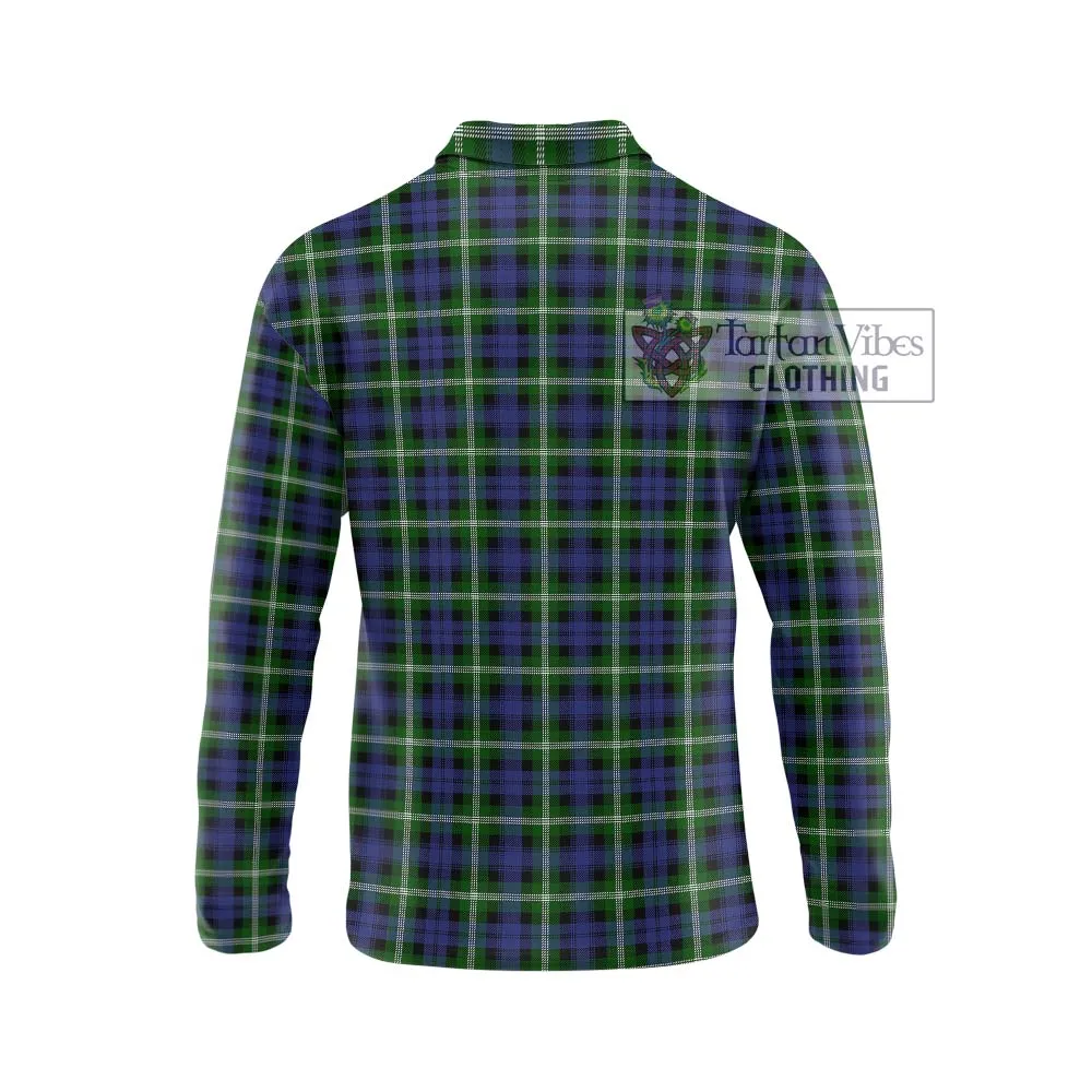 Baillie (Bailey) Tartan Long Sleeve Polo Shirt with Family Crest DNA In Me Style