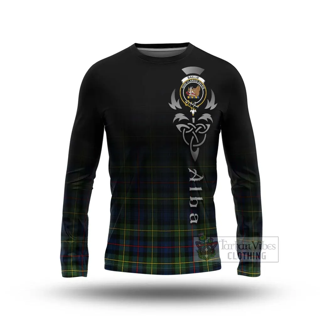 Baillie (Bailey) Tartan Long Sleeve T-Shirt Featuring Alba Gu Brath Family Crest Celtic Inspired